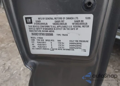 2006 Chevrolet Silverado 1500 Lt1 from USA, damaged, VIN 2GCEC13TX61200566